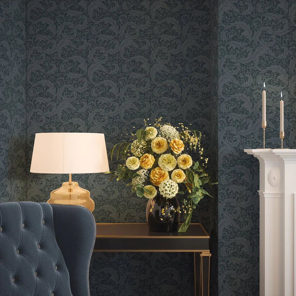 Enchanted Leaf Wallpaper - Rich Navy - Lucie Annabel