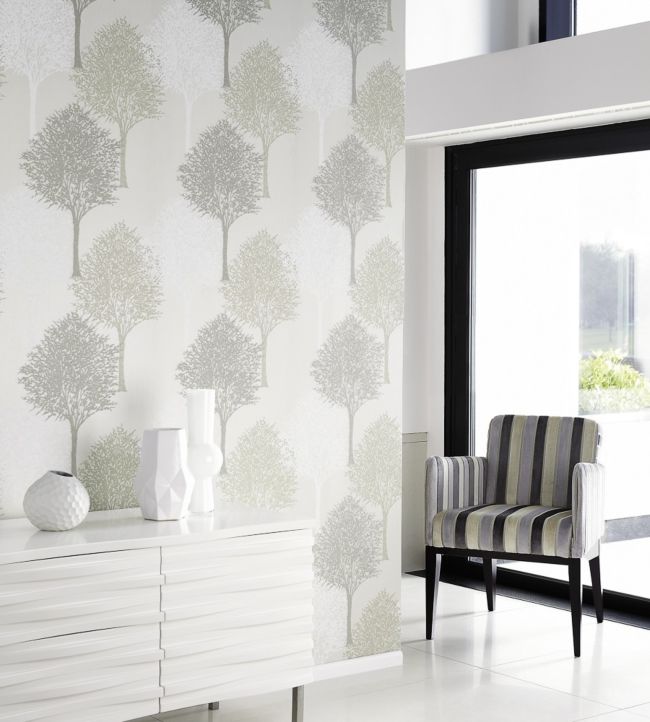Entice Wallpaper - Silver Sparkle Putty & White - HMOM110096 - Harlequin