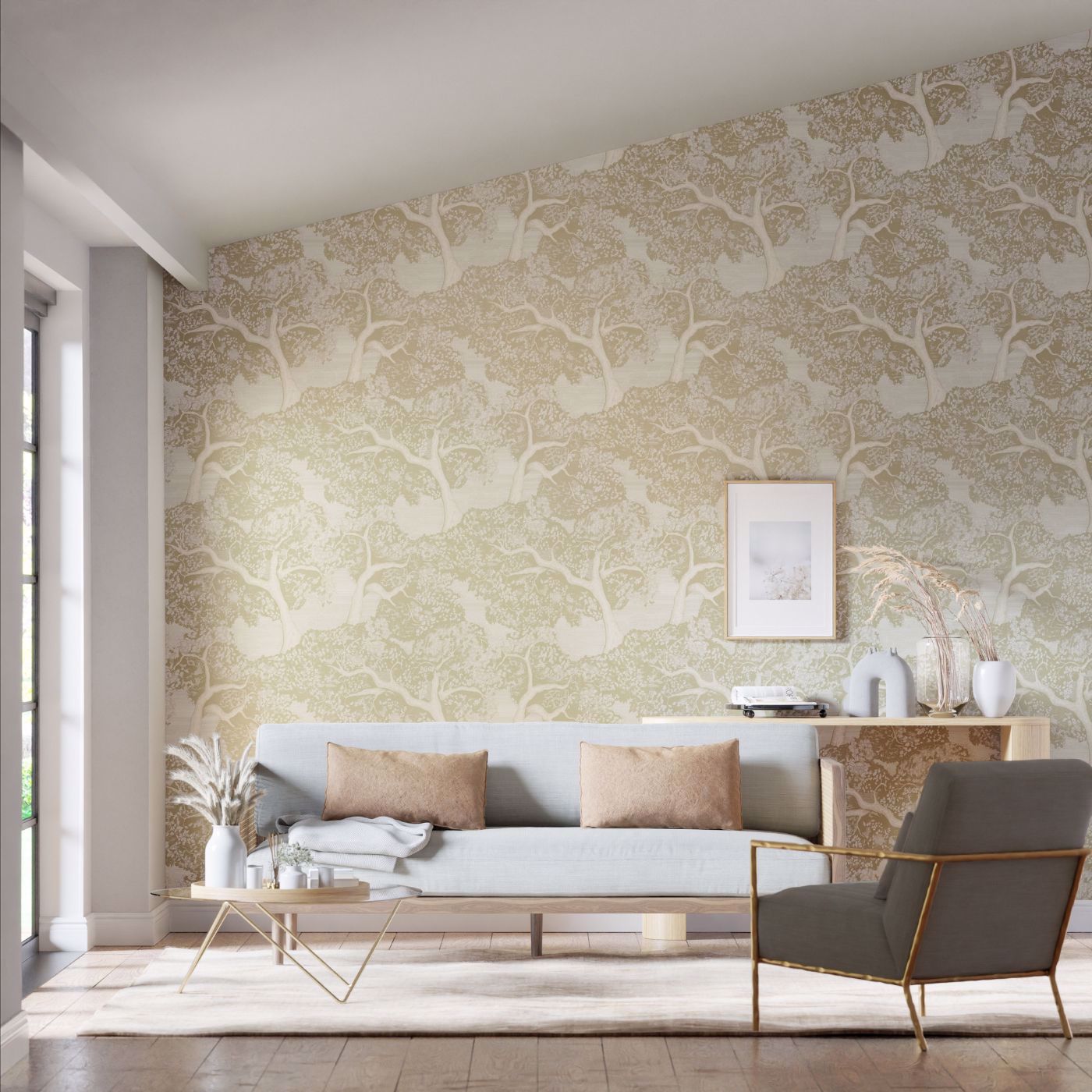 Eternal Oak Wallpaper - Incense/Pearl - HC4W113022 - Harlequin