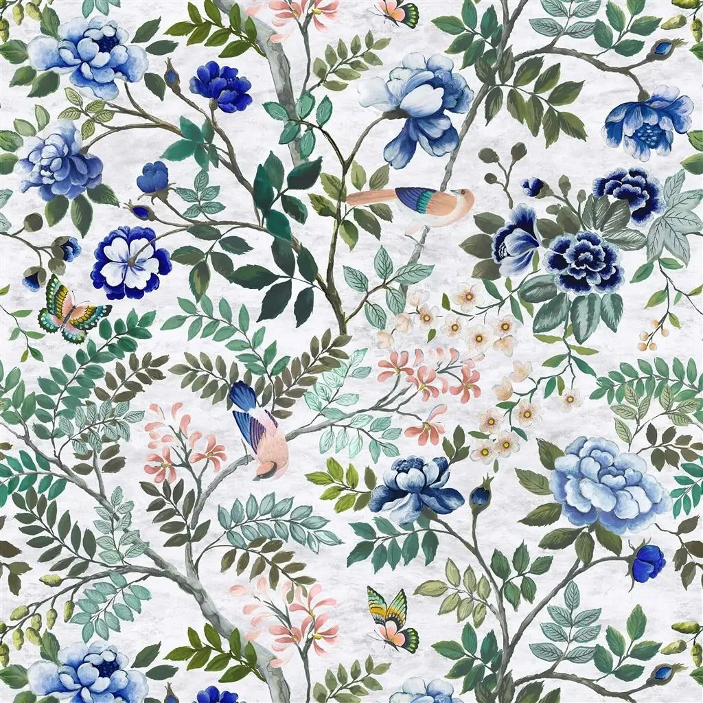 Porcelaine De Chine Cobalt Fabric