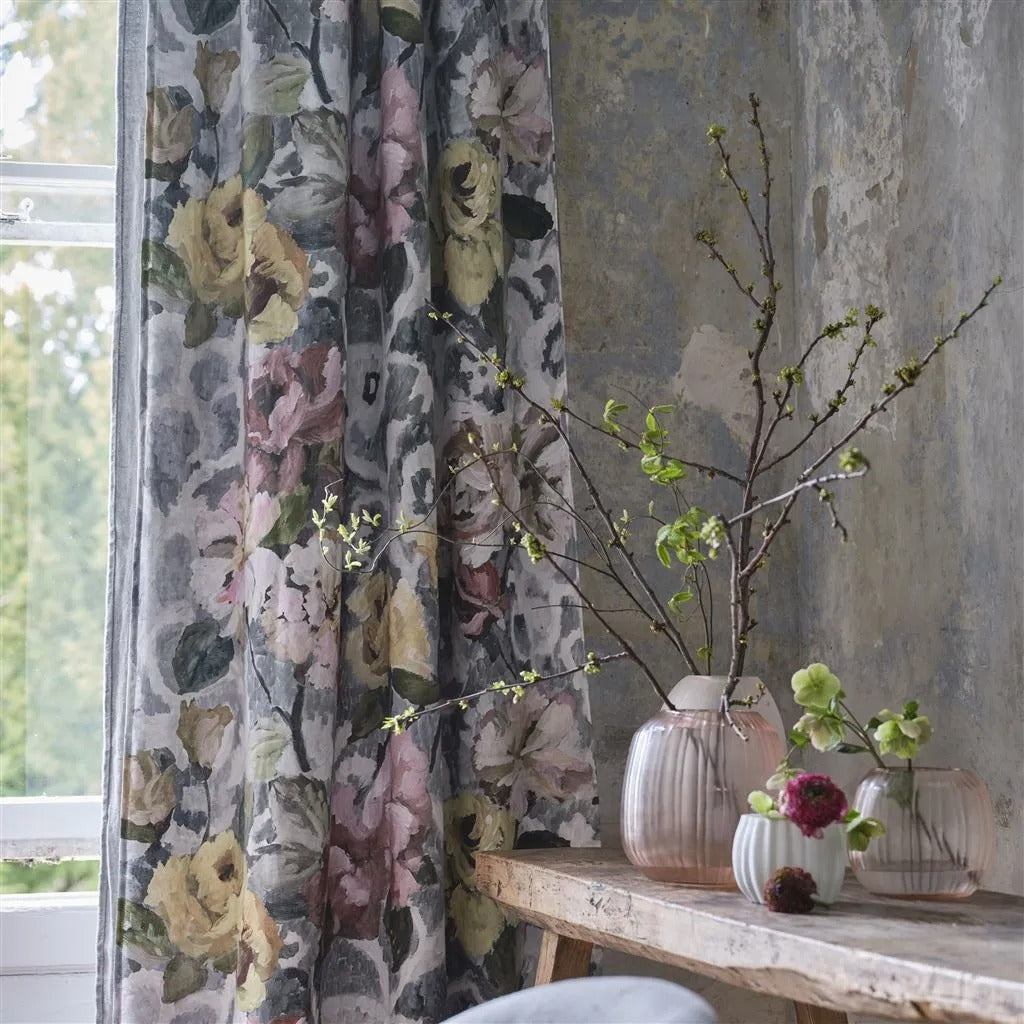 Tapestry Flower Platinum Room Fabric