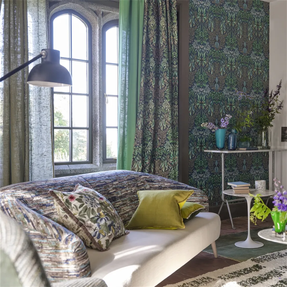 Karakusa Velvet Midnight Room Fabric