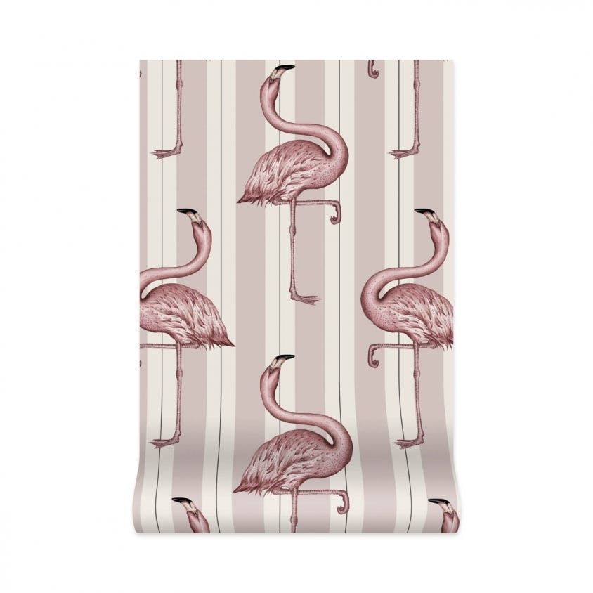 FLAMBOYANCE Wallpaper - Off-White & Macaroon-Pink - House of Hackney