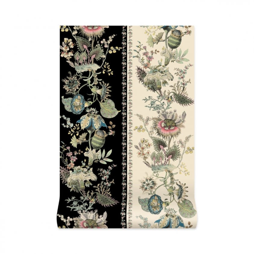 FLORA FANTASIA Stripe Wallpaper - Noir - House of Hackney