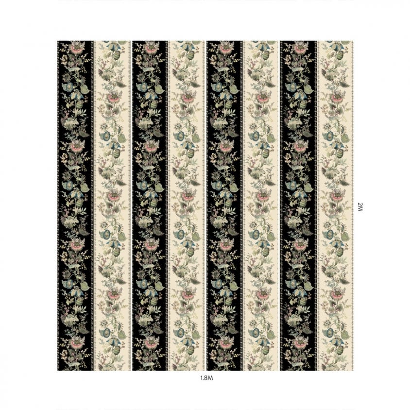 FLORA FANTASIA Stripe Wallpaper - Noir - House of Hackney