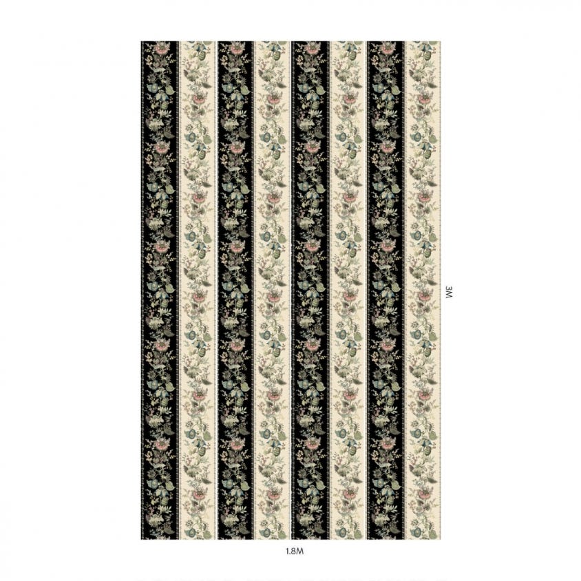 FLORA FANTASIA Stripe Wallpaper - Noir - House of Hackney
