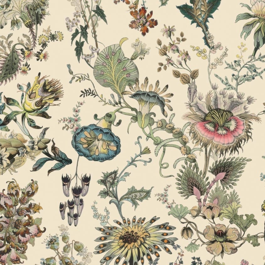FLORA FANTASIA Wallpaper - Ecru - House of Hackney