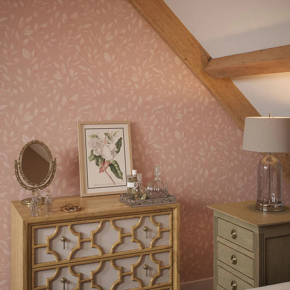 Fallen Foliage Wallpaper - French Pink - Lucie Annabel