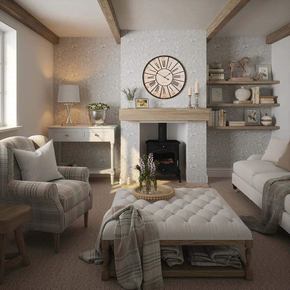 Fallen Foliage Wallpaper - Moon Grey - Lucie Annabel