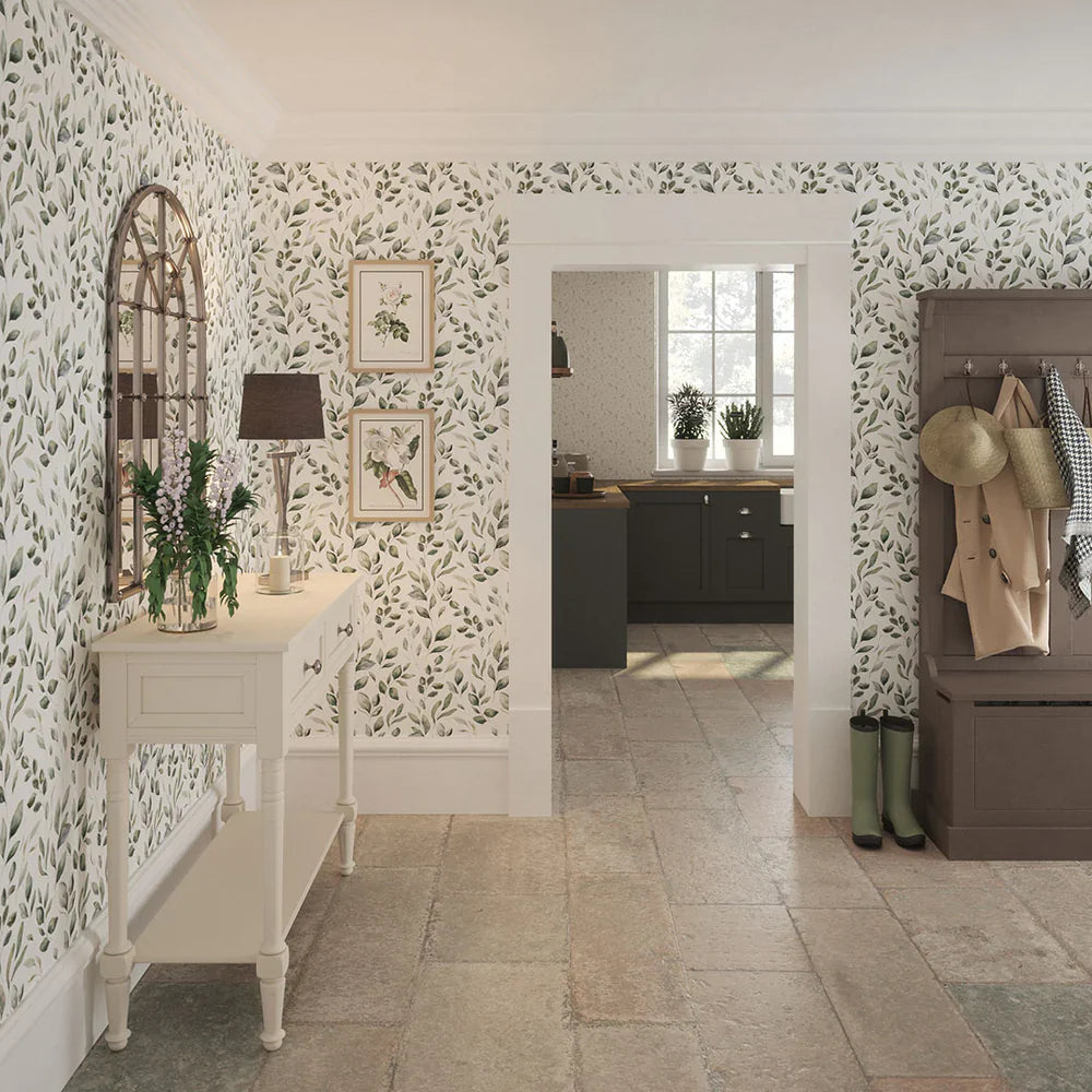 Fallen Foliage Wallpaper - Rustic Green - Lucie Annabel