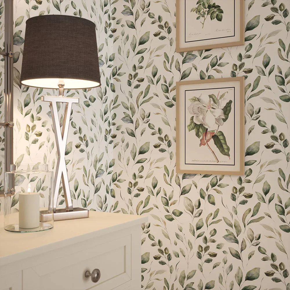 Fallen Foliage Wallpaper - Rustic Green - Lucie Annabel