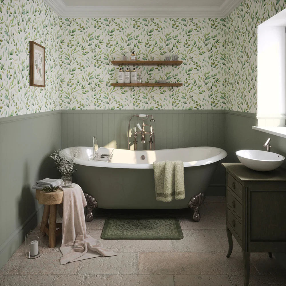 Fallen Foliage Wallpaper - Spring Green - Lucie Annabel