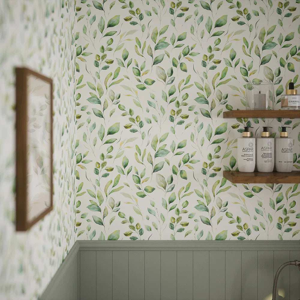 Fallen Foliage Wallpaper - Spring Green - Lucie Annabel