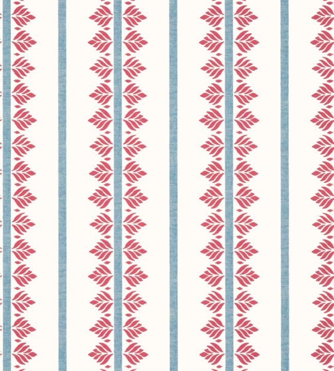 Fern Stripe Wallpaper - Red and Blue - AT15105 - Anna French