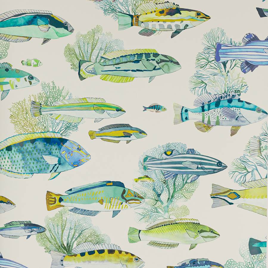 Fidji Wallpaper - Aqua - 03108-01 - Manuel Canovas