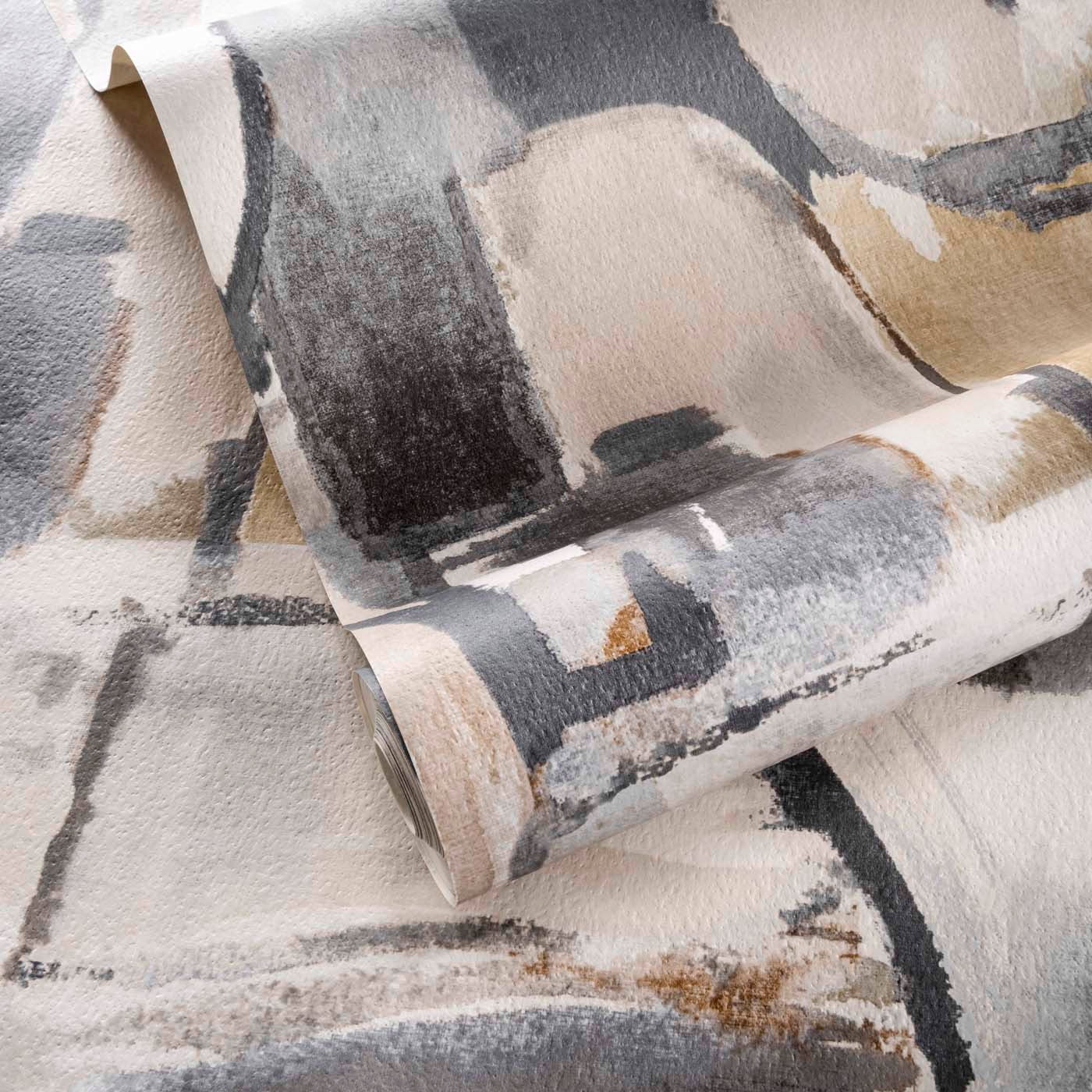 Figura Wallpaper - Linen/Charcoal - Clarke & Clarke
