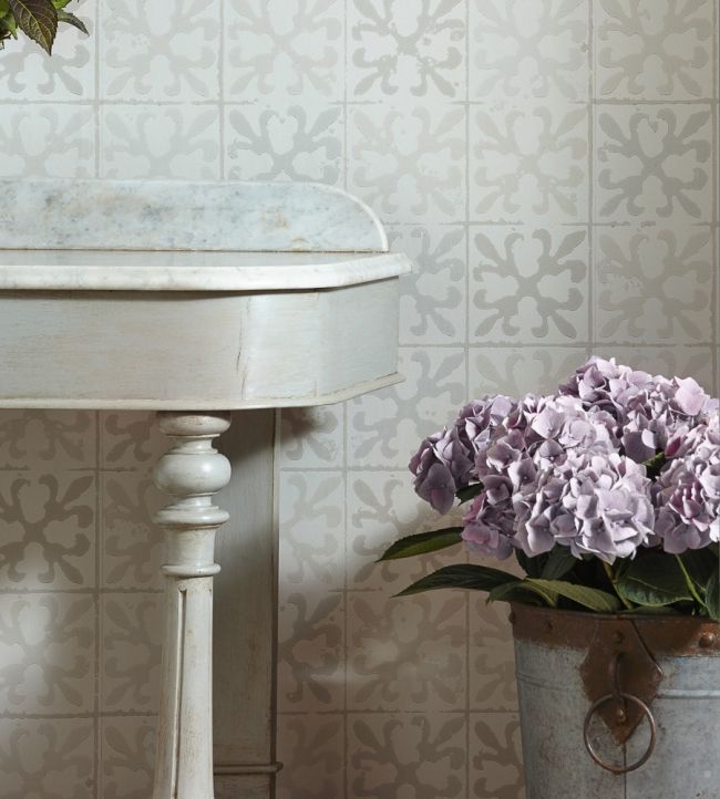 Fleur De Lys Tile Wallpaper - Vintage Grey - BG1600202 - Barneby Gates