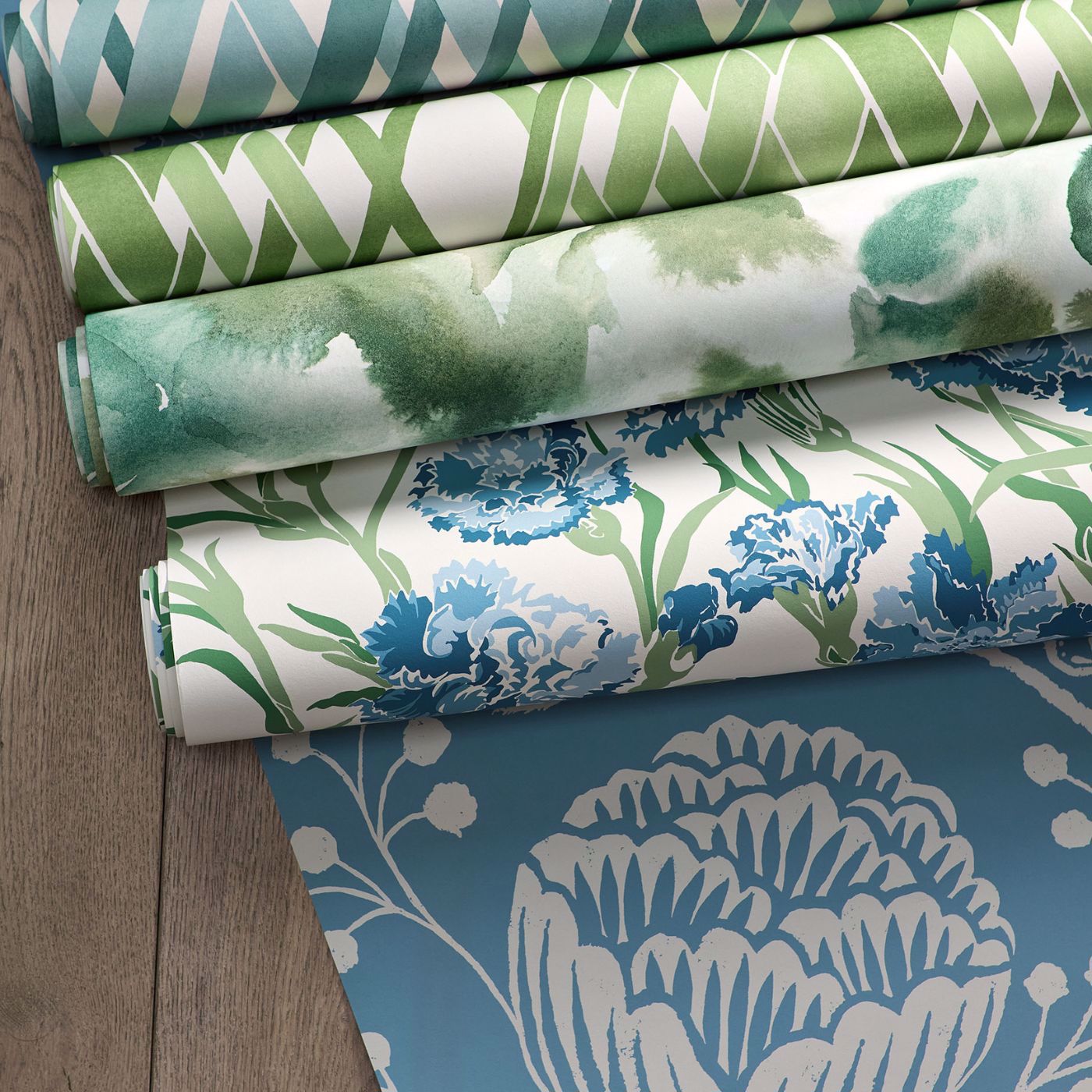 Flores Wallpaper - Clover/Kelly/Aqua - HRTW113137 - Harlequin