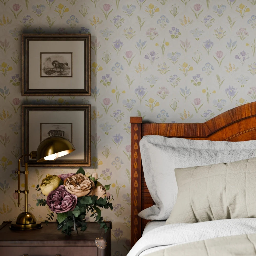 Flowers for Victoria Wallpaper - Country Pastels - Lucie Annabel