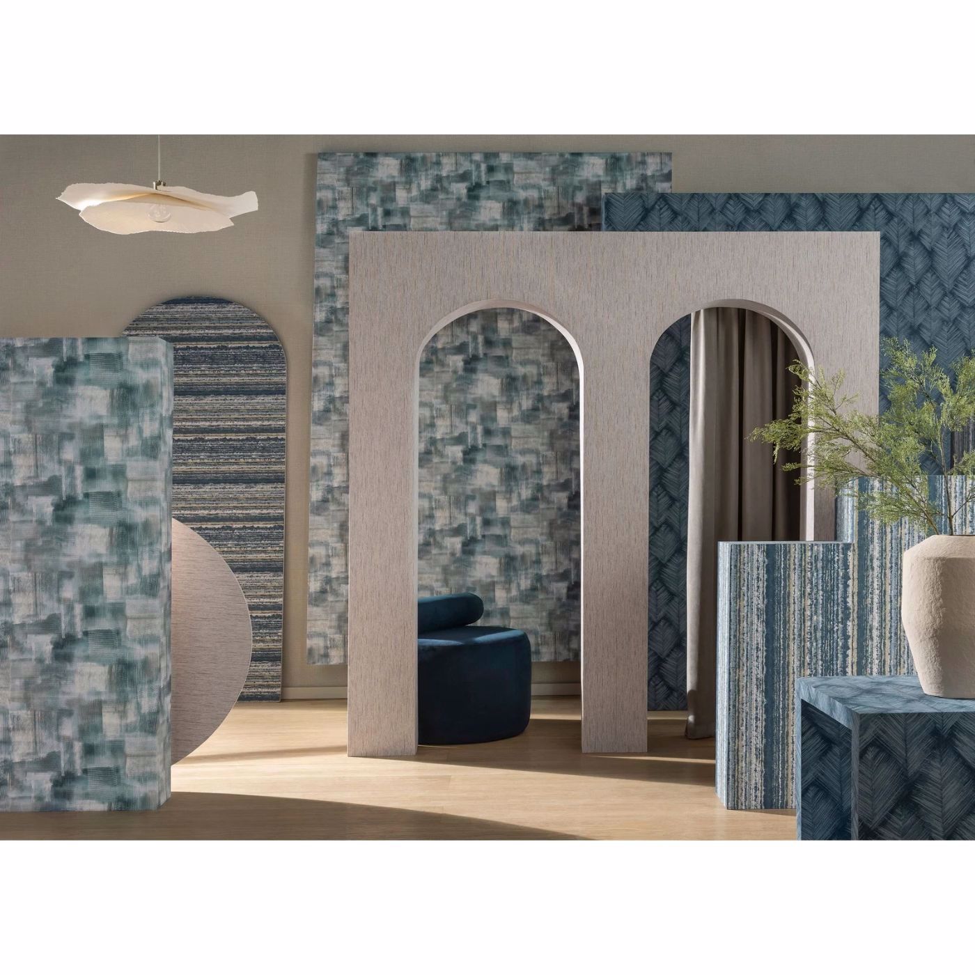 Folius Wallpaper - Midnight - Clarke & Clarke