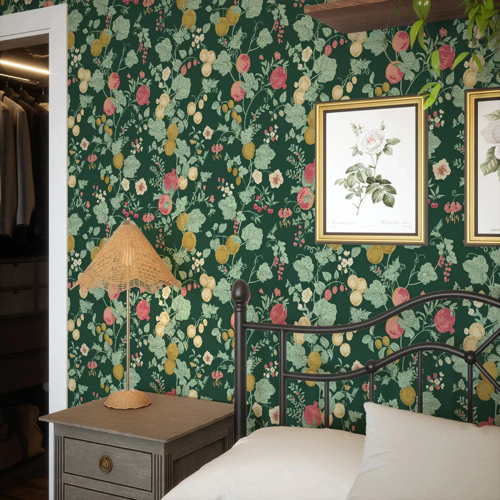 Forgotten Fruit Wallpaper - Guava & Ochre on Castleton Green - Lucie Annabel
