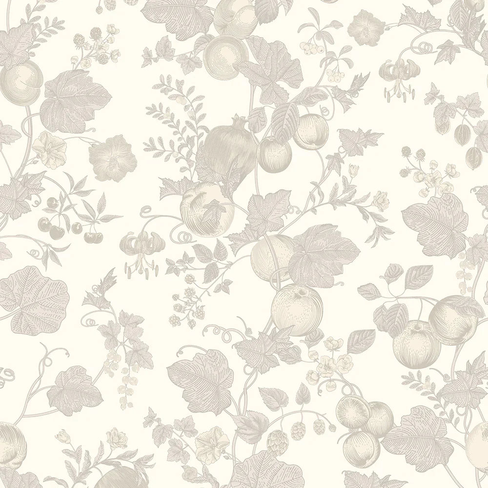 Forgotten Fruit Wallpaper - Vintage Cream & Vintage Grey - Lucie Annabel