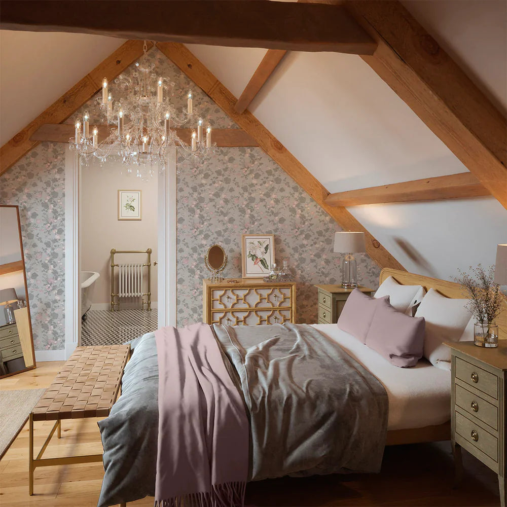 Forgotten Fruit Wallpaper - Violet Grey & Vintage Rose - Lucie Annabel