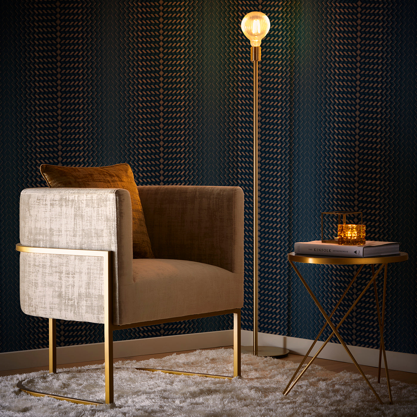 Fragment Wallpaper - Midnight/Copper - Clarke & Clarke