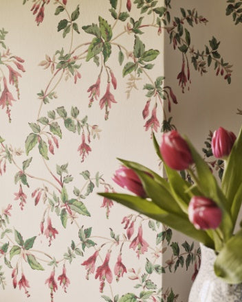 Fuchsia Wallpaper - Red/Forest - Colefax & Fowler