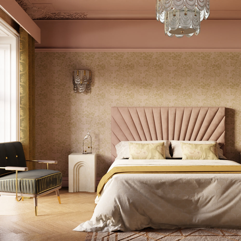 Garden Trellis Wallpaper - Dusty Pink & Gold - Lucie Annabel
