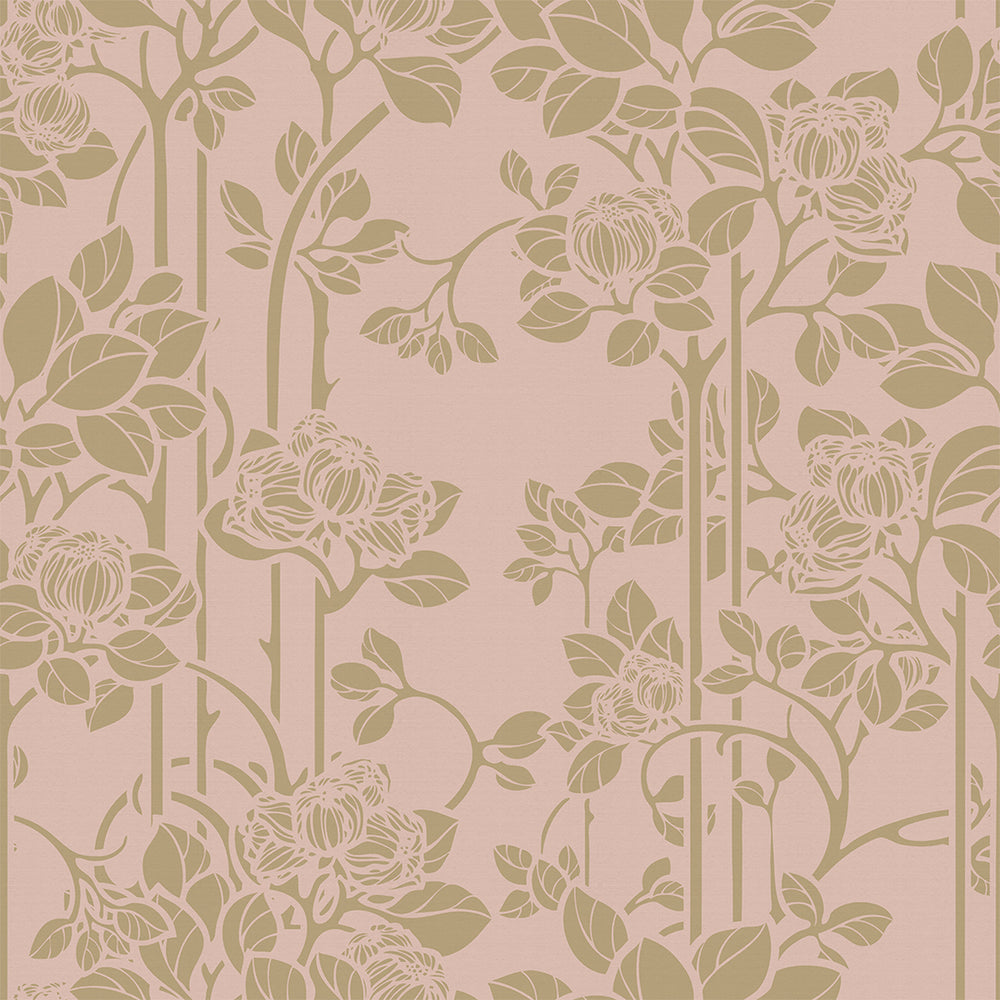 Garden Trellis Wallpaper - Dusty Pink & Gold - Lucie Annabel