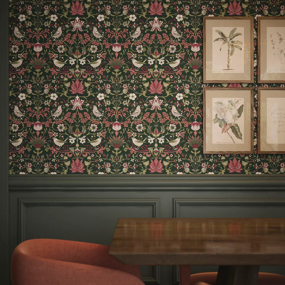 Garden Visitors Wallpaper - Guava on Castleton Green - Lucie Annabel