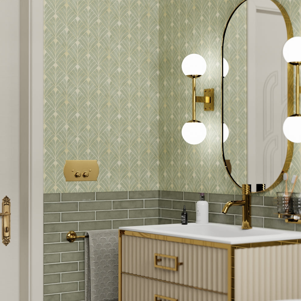 Gatsby Wallpaper - Olive & Vintage Gold - Lucie Annabel