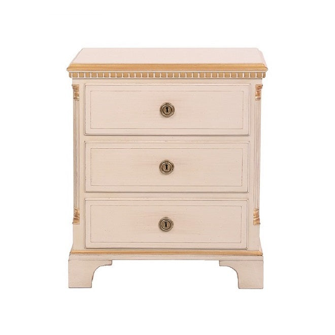 Gustavian bedside cabinet with 3 drawers