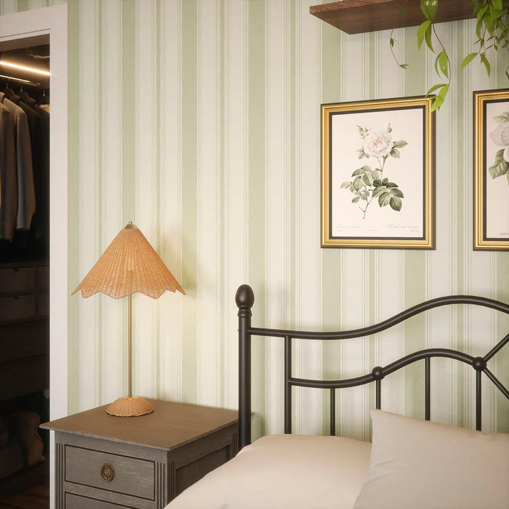 Heritage Stripe Wallpaper - Sage & Vintage Cream - Lucie Annabel