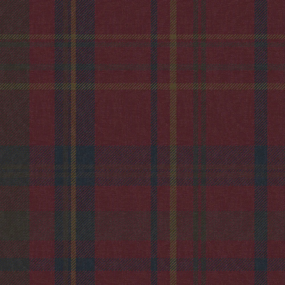 Heritage Tartan Wallpaper - Fig, Oxford Blue & Thistle Green - Lucie Annabel