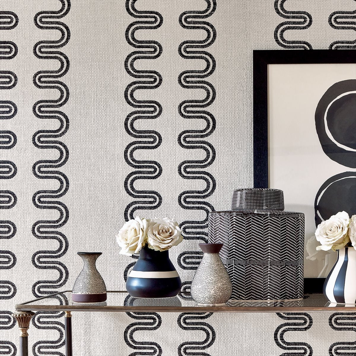 Herriot Way Wallpaper - Black on Flax - AT9637 - Anna French