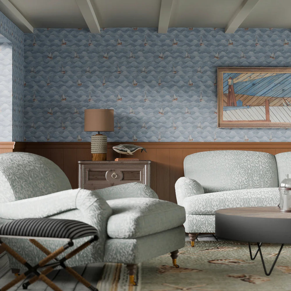 High Tide Wallpaper - Cornflower Blue - Lucie Annabel
