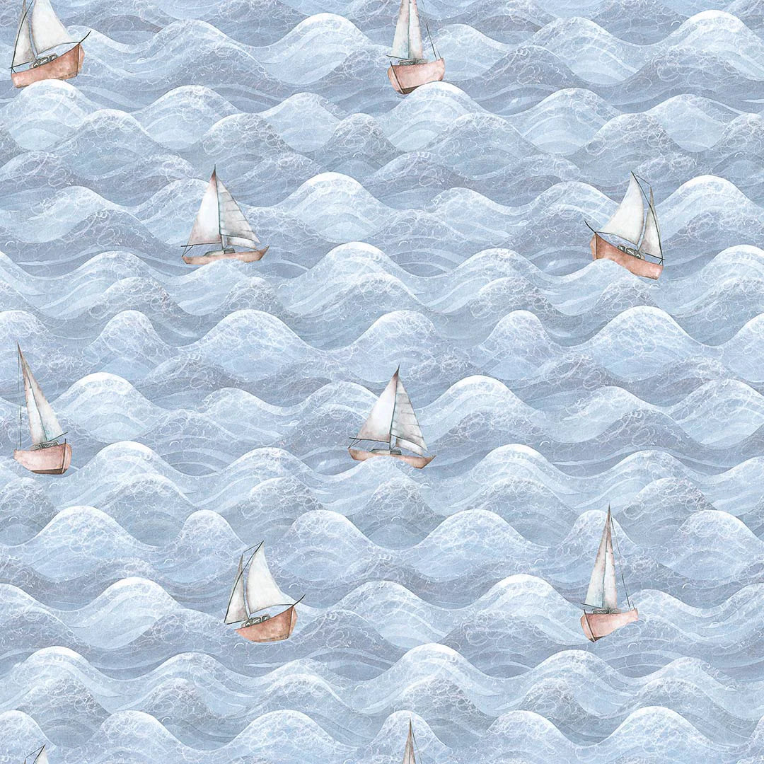 High Tide Wallpaper - Cornflower Blue - Lucie Annabel