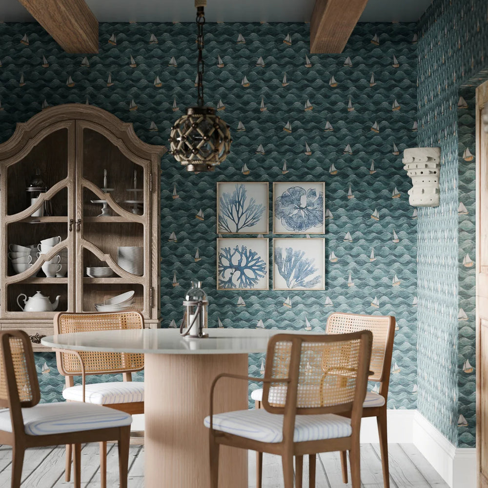 High Tide Wallpaper - Teal - Lucie Annabel