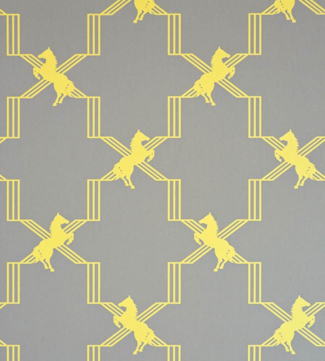 Horse Trellis Wallpaper - Acid on Grey - BG0500-201 - Barneby Gates