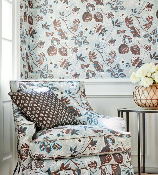 Indienne Hazel Wallpaper - Brown and Slate - AT15117 - Anna French