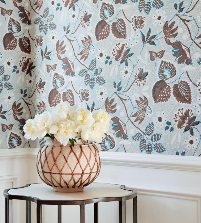 Indienne Hazel Wallpaper - Brown and Slate - AT15117 - Anna French