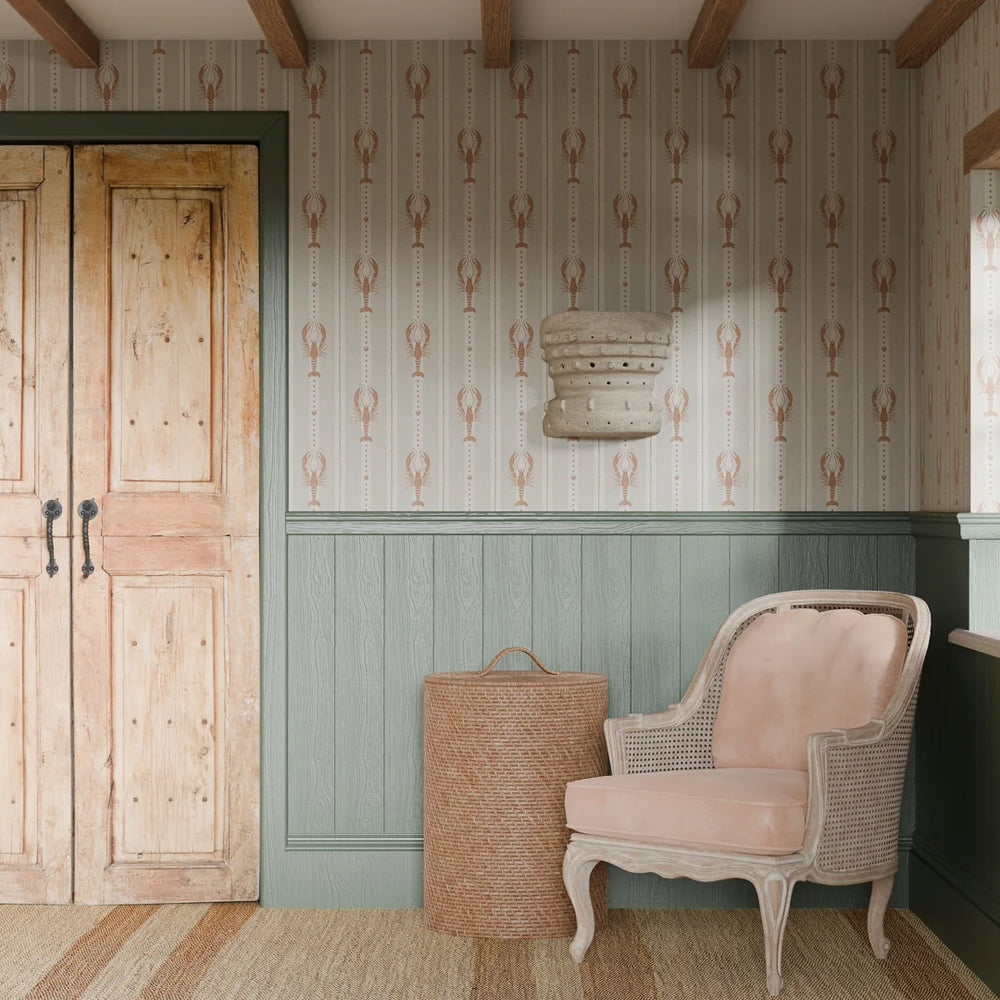 Jersey Lobster Wallpaper - Autumn Spice & Rustic Green - Lucie Annabel