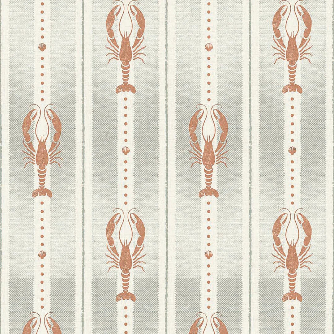 Jersey Lobster Wallpaper - Autumn Spice & Rustic Green - Lucie Annabel