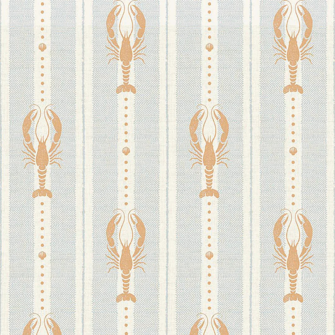 Jersey Lobster Wallpaper - Peach & Mineral Mist - Lucie Annabel