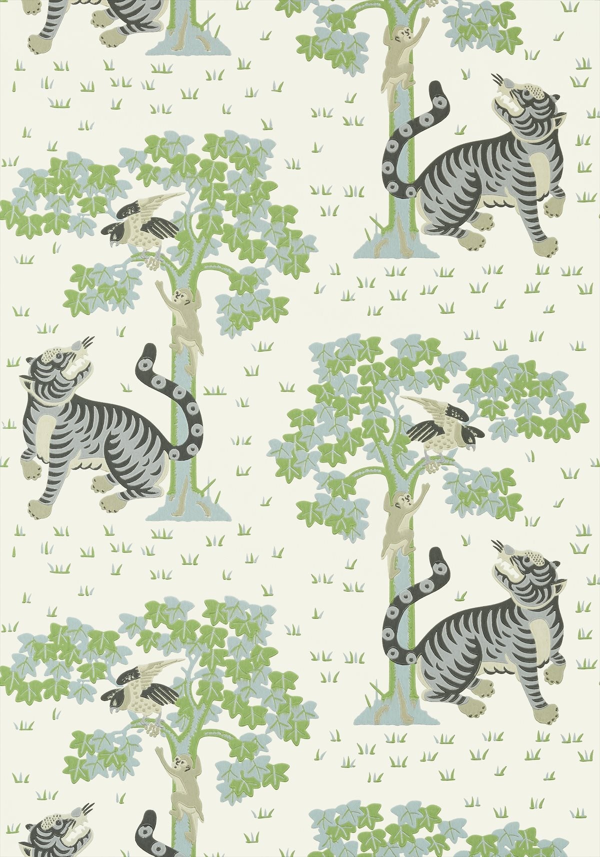 Kahna Wallpaper - Cream and Robin's Egg - AT78781 - Anna French