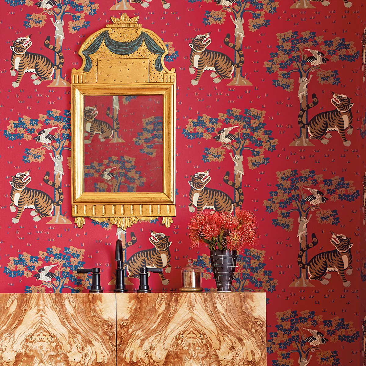 Kahna Wallpaper - Red - AT78747 - Anna French