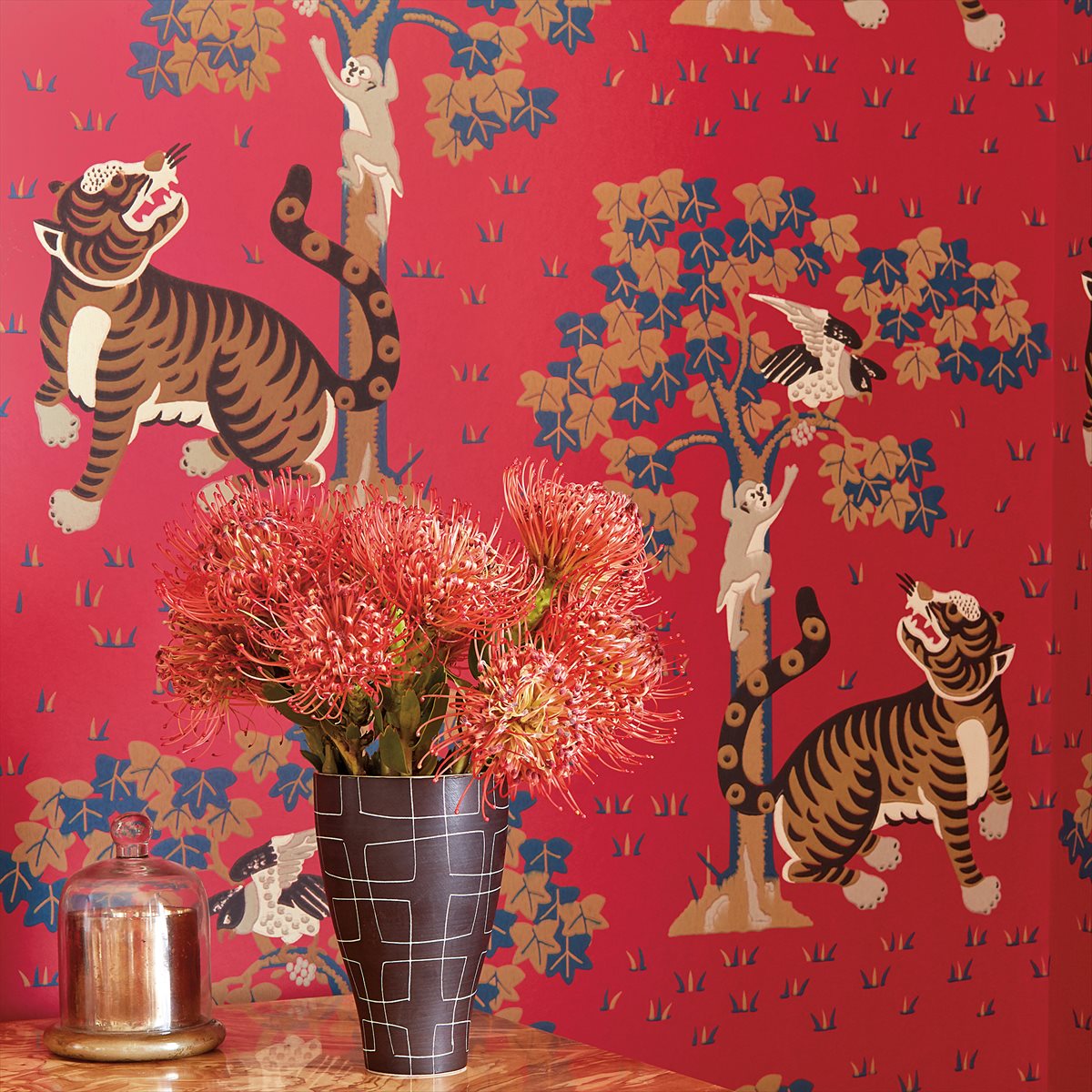 Kahna Wallpaper - Red - AT78747 - Anna French
