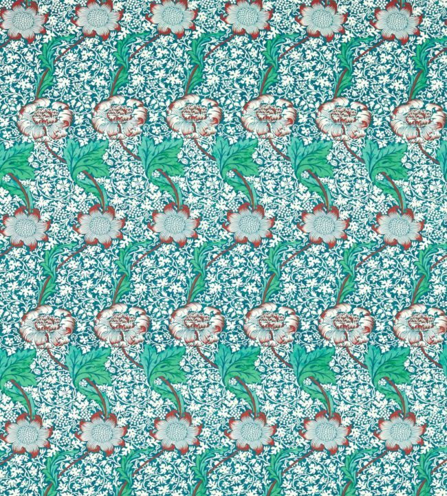 Kennet Fabric - Aqua/Pink - 226857 - Morris & Co